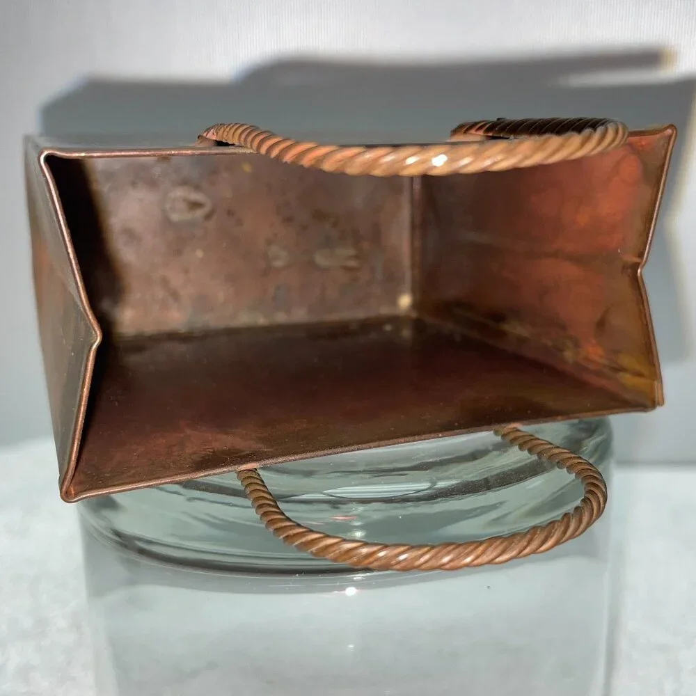 EUC Vintage Copper-Tone Metal Shopping Bag, Rustic, MCM, 4" x 3 5/8" - Picture 7 of 7